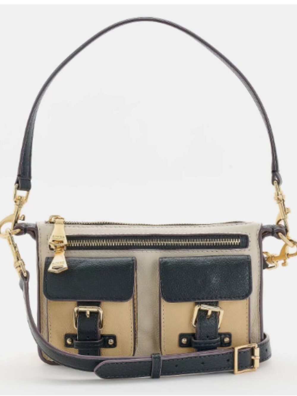 Aimee Kestenberg Leather Saddle Up Mini Crossbody-Chalk Colorblock A695759 NEW